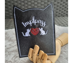 Stickserie ITH - Impfpasshülle Katzenkopf Ohren - 11 Motive Katze in 4 Varianten inkl. Blanko